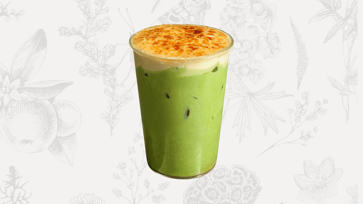 Sweet Potato Crème Brûlée Matcha Latte